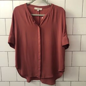 Ann Taylor Loft drapey blouse in desert rose, sz M
